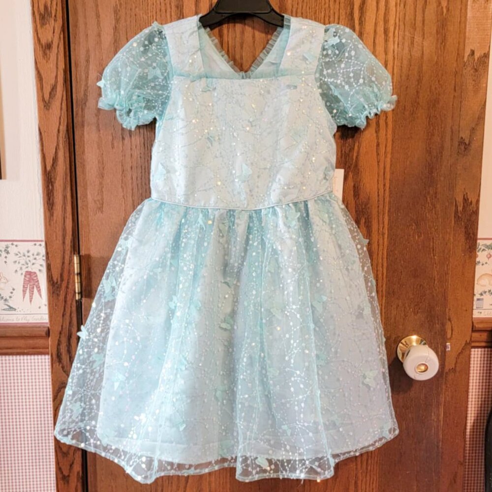 Kensie Girl Butterfly Puff Sleeve Special Occasion Aqua Dress